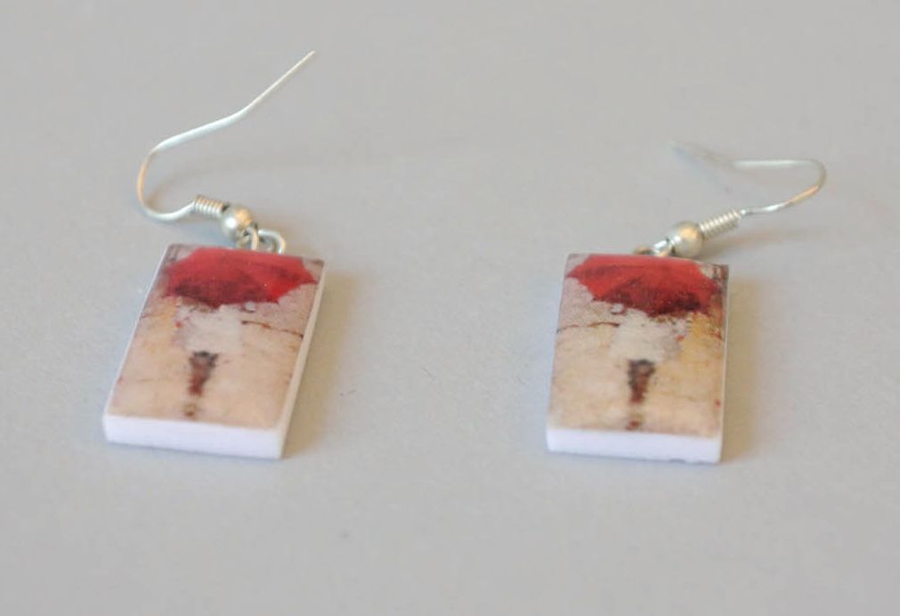 Earrings with rectangular charms photo 2