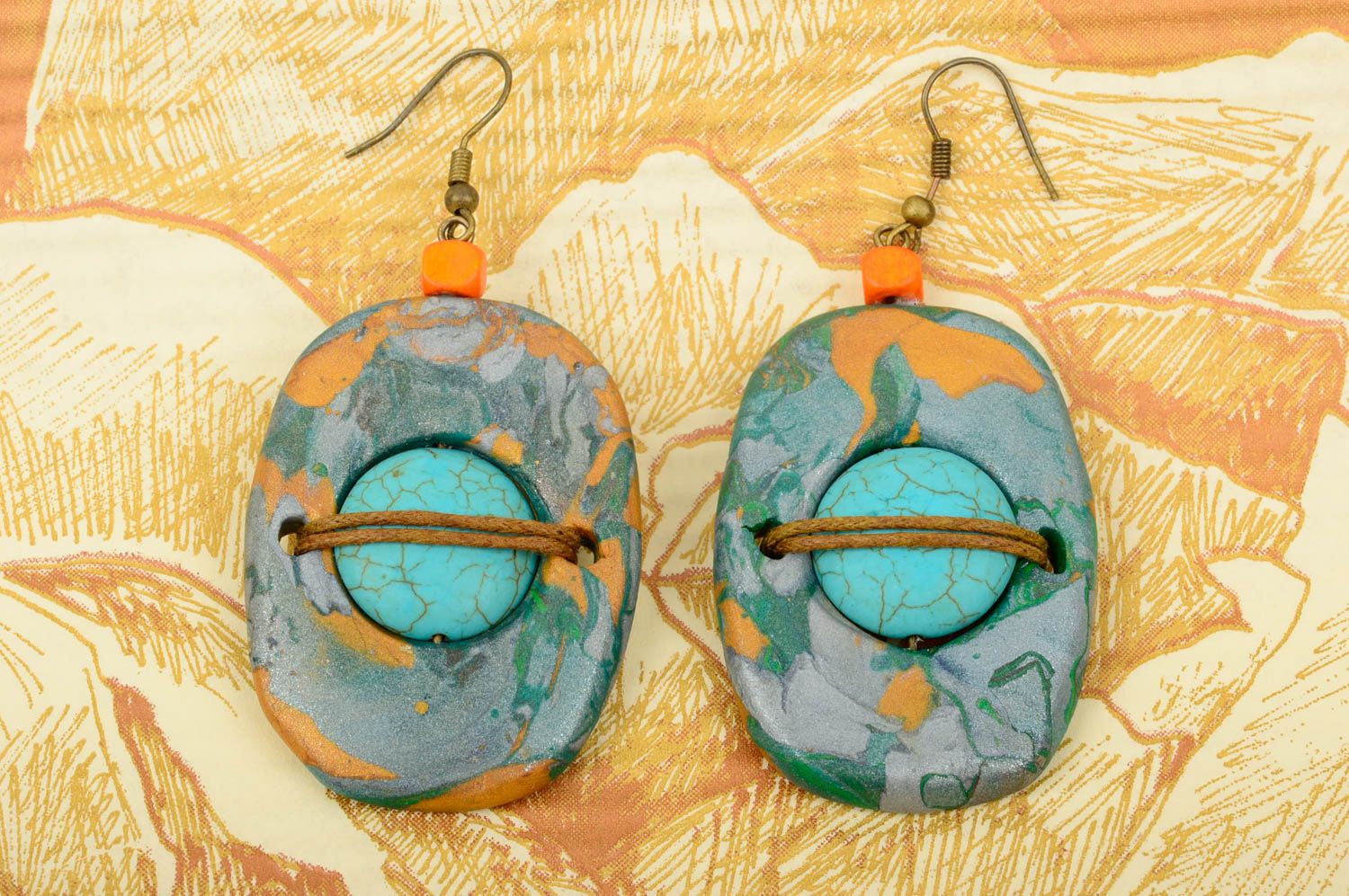 Handmade polymer clay earrings designer stylish earrings dangling earrings photo 1