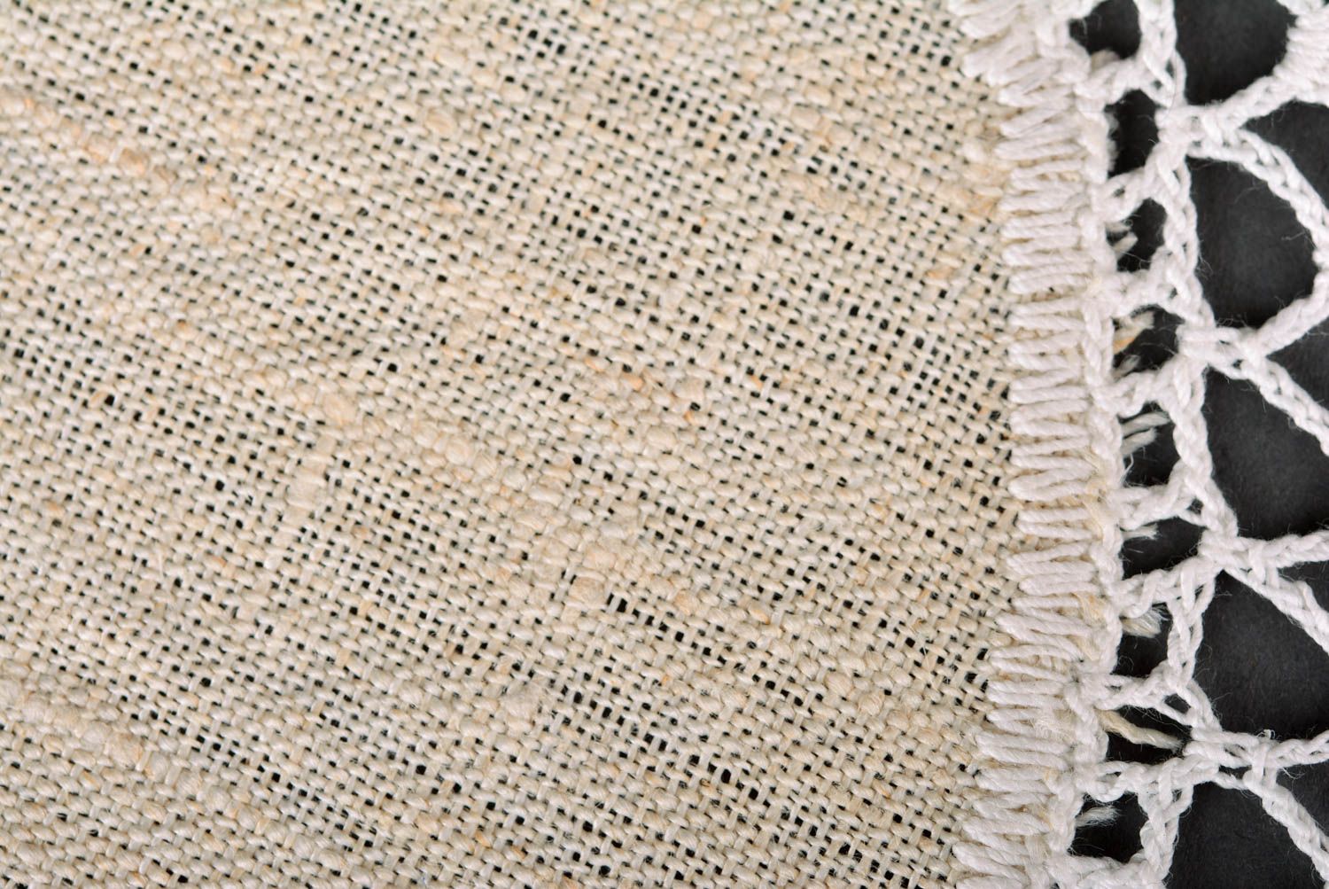 Handmade designer openwork napkin stylish crocheted textile kitchen accessories photo 5