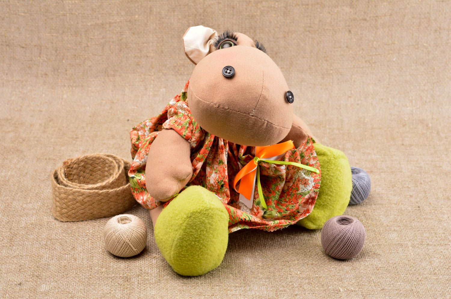 Peluche hippo fait main Jouet enfant mignon coton Cadeau original design photo 1