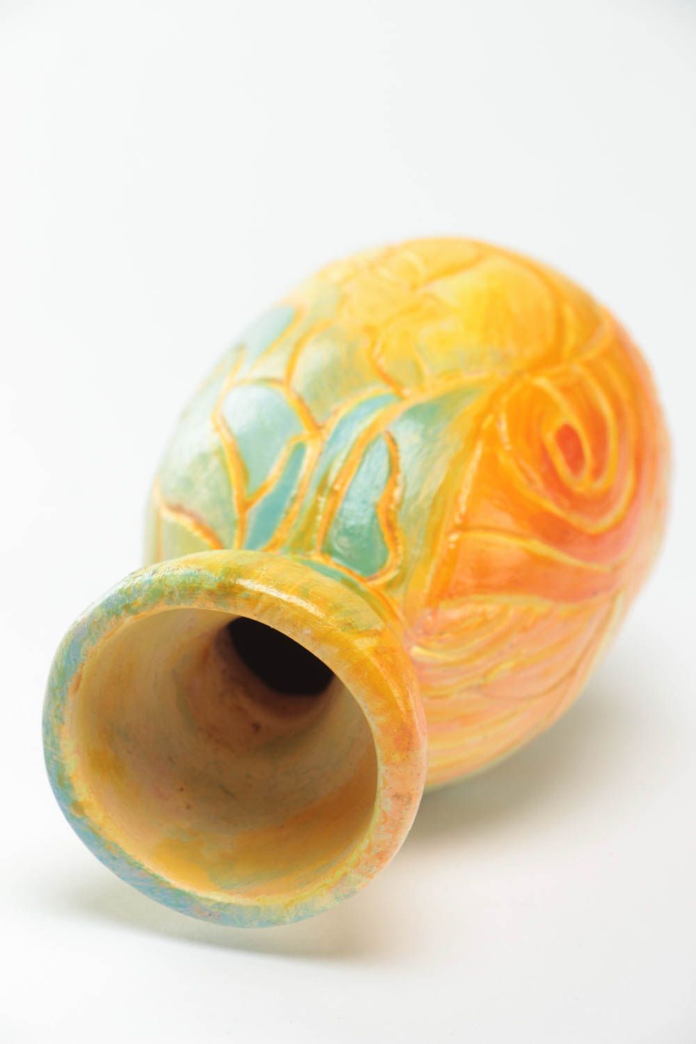 Kleine ethnische bemalte Deko Vase aus Ton für Haus Dekor Interieur Handarbeit foto 4