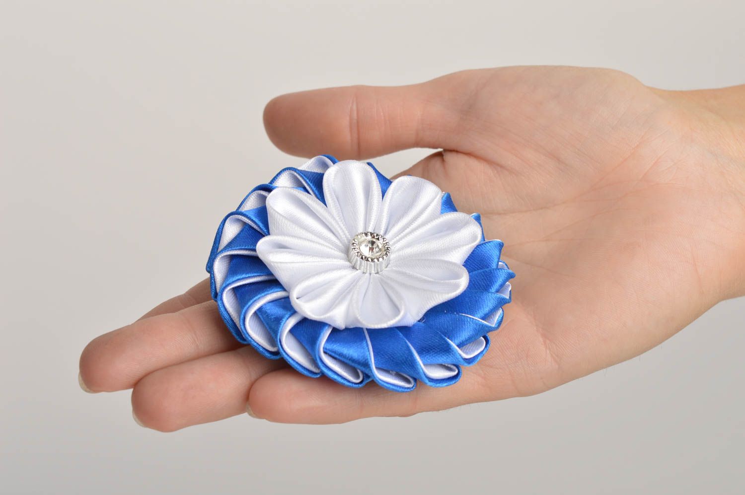 Beautiful handmade textile barrette kanzashi flower hair clip gifts for her photo 2