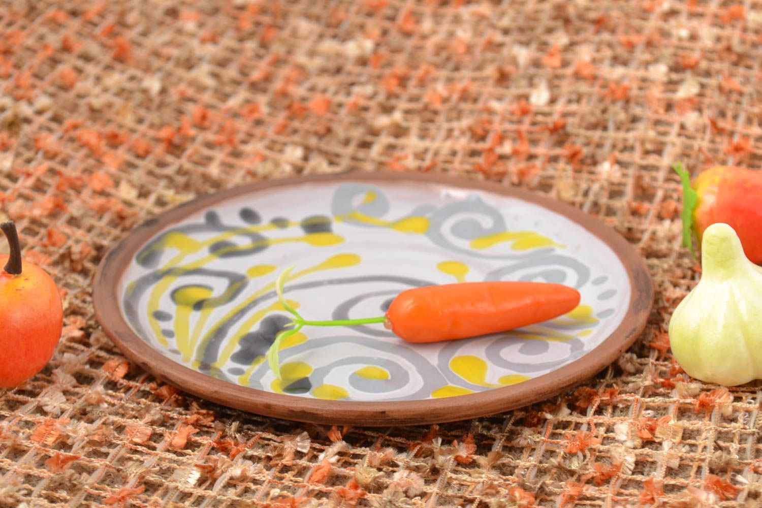 Teller Keramik handgemacht Küchen Dekor Keramik Geschirr bunt mit Muster schön foto 1
