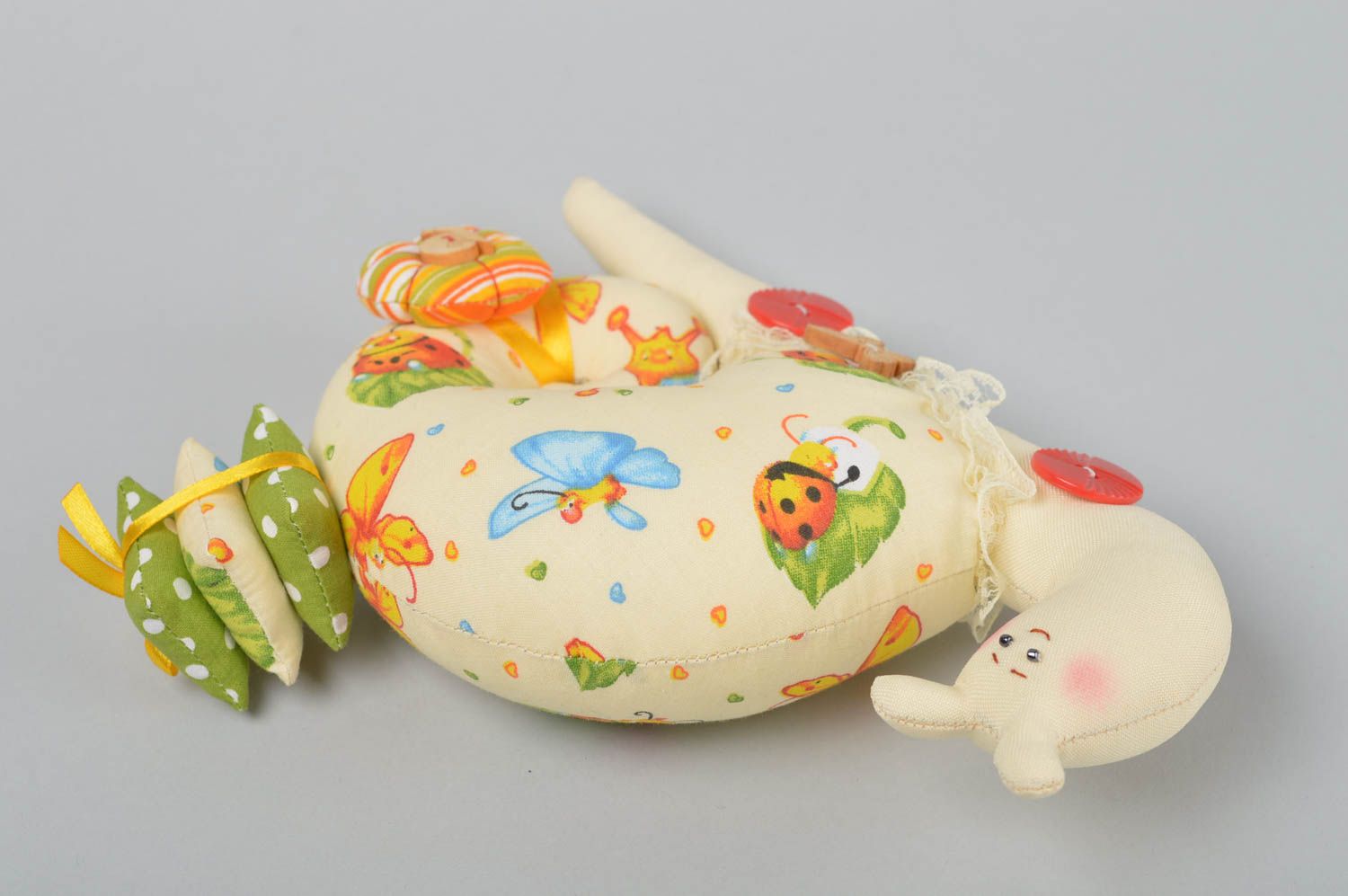 Peluche escargot faite main Jouet en tissu multicolore joli Cadeau enfant photo 5