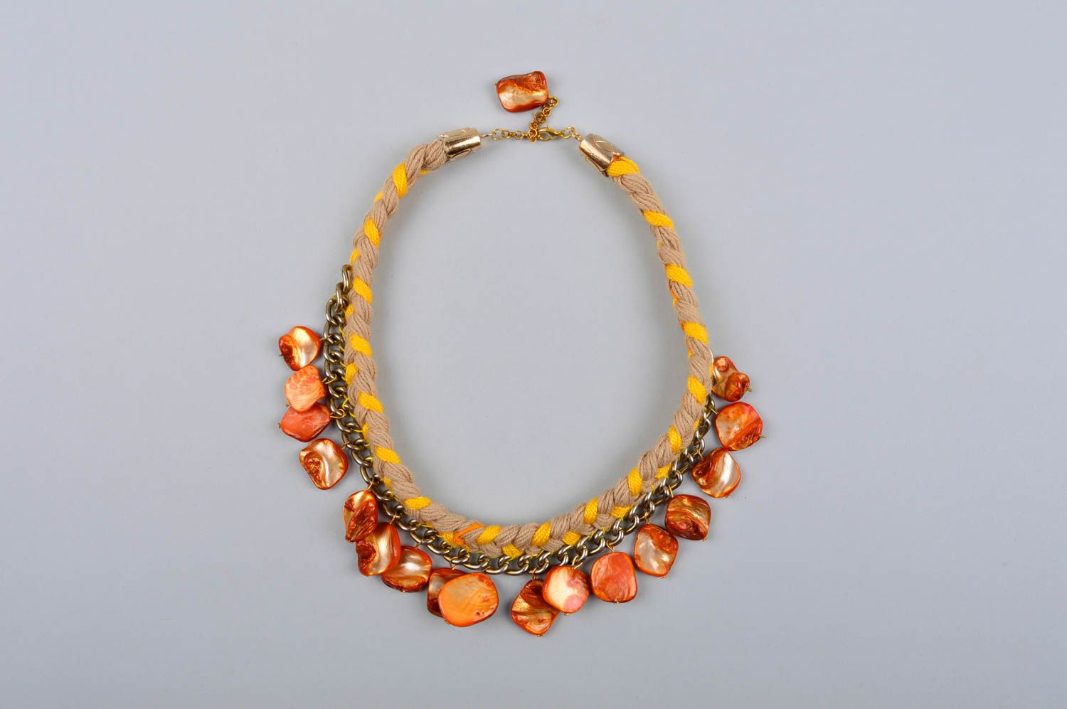 Collier fantaisie Bijou fait main orange fils perles fantaisie Accessoire femme photo 2