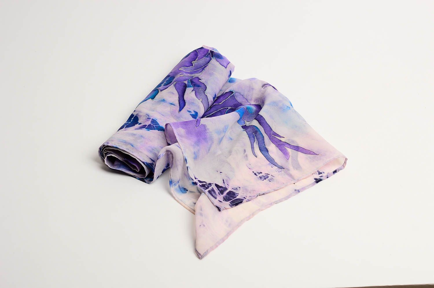 Фиолетовый шарф ручной работы шифоновый шарф авторский женский шарф необычный фото 3