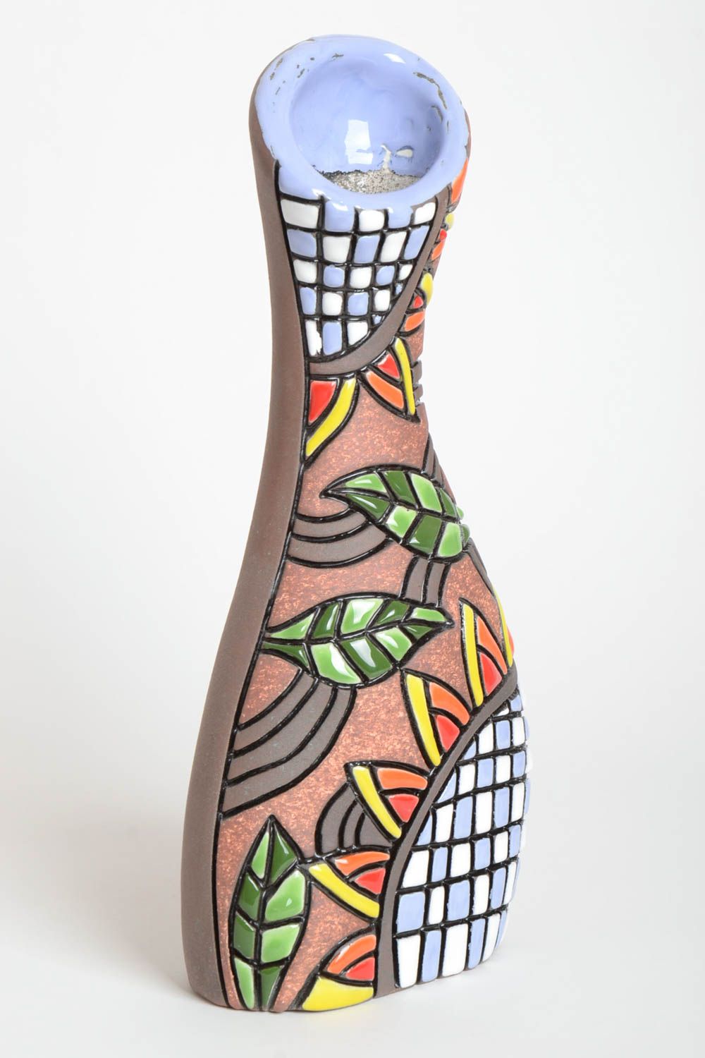 Vase décoratif céramique Vase fait main à motifs multicolores Déco maison photo 2