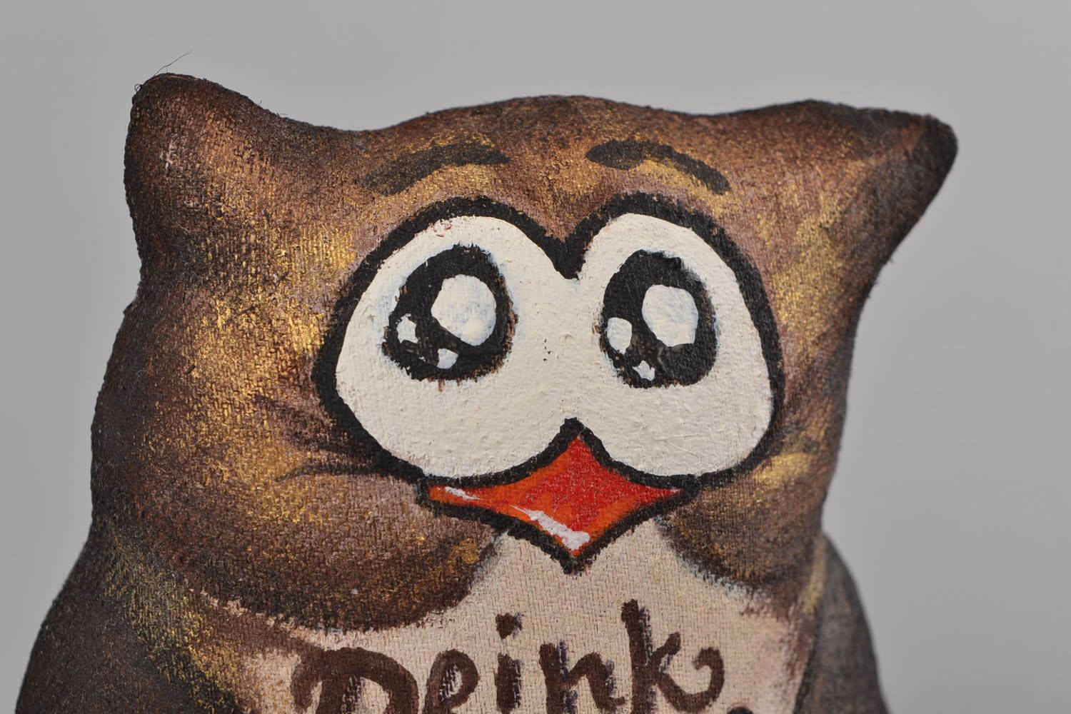 Handmade fabric painted soft toy in the shape of owl with vanilla aroma photo 4