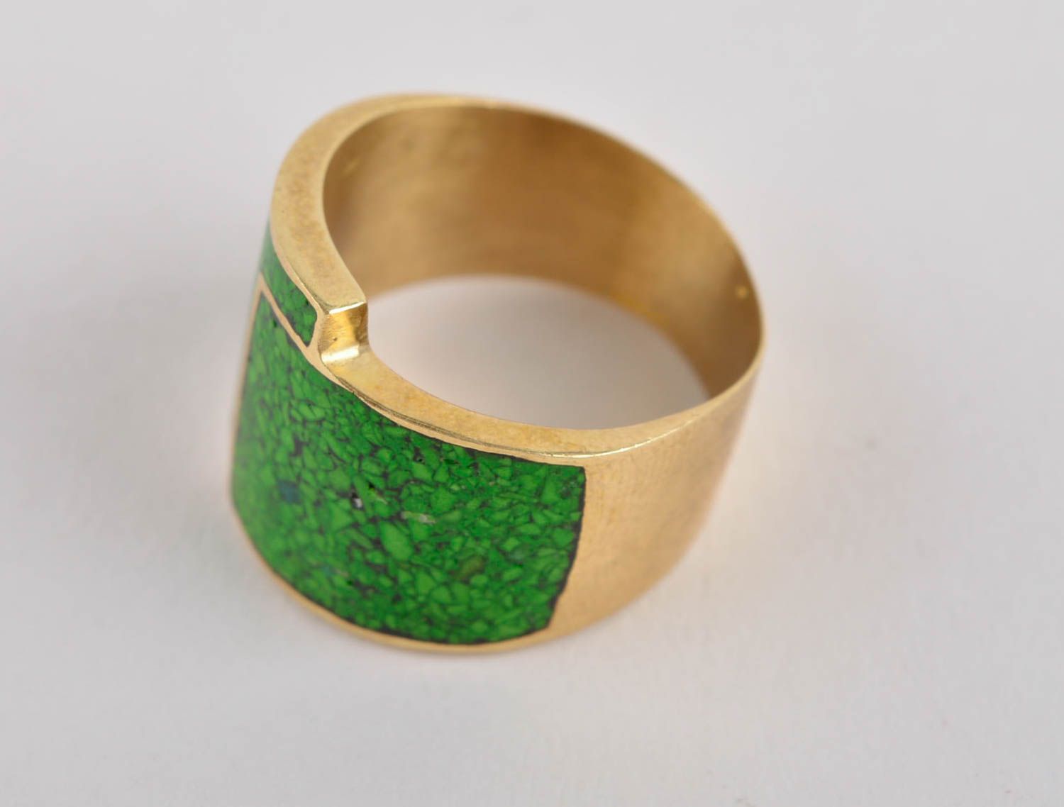 Изумрудное кольцо ручной работы бижутерия кольцо из меди женское кольцо нарядное фото 2