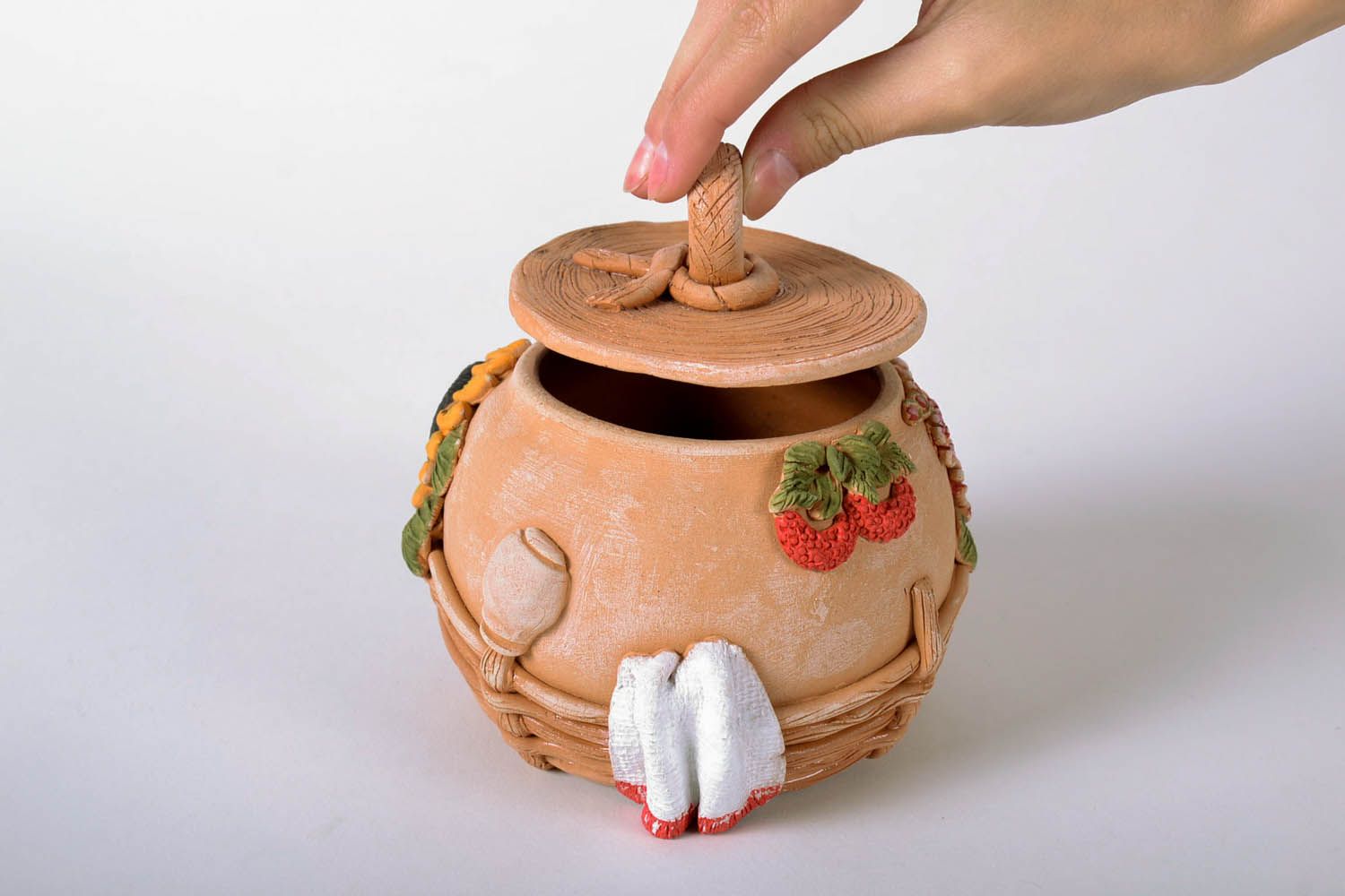 Pot en argile fait main artisanal photo 5