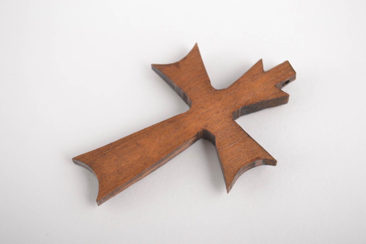 Handmade Kreuz aus Holz Damen Schmuck Holzkreuz Anhänger braun originell foto 2