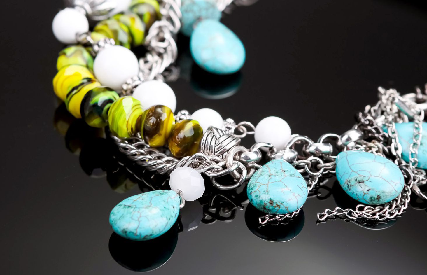 Beads with turquoise & agate photo 2