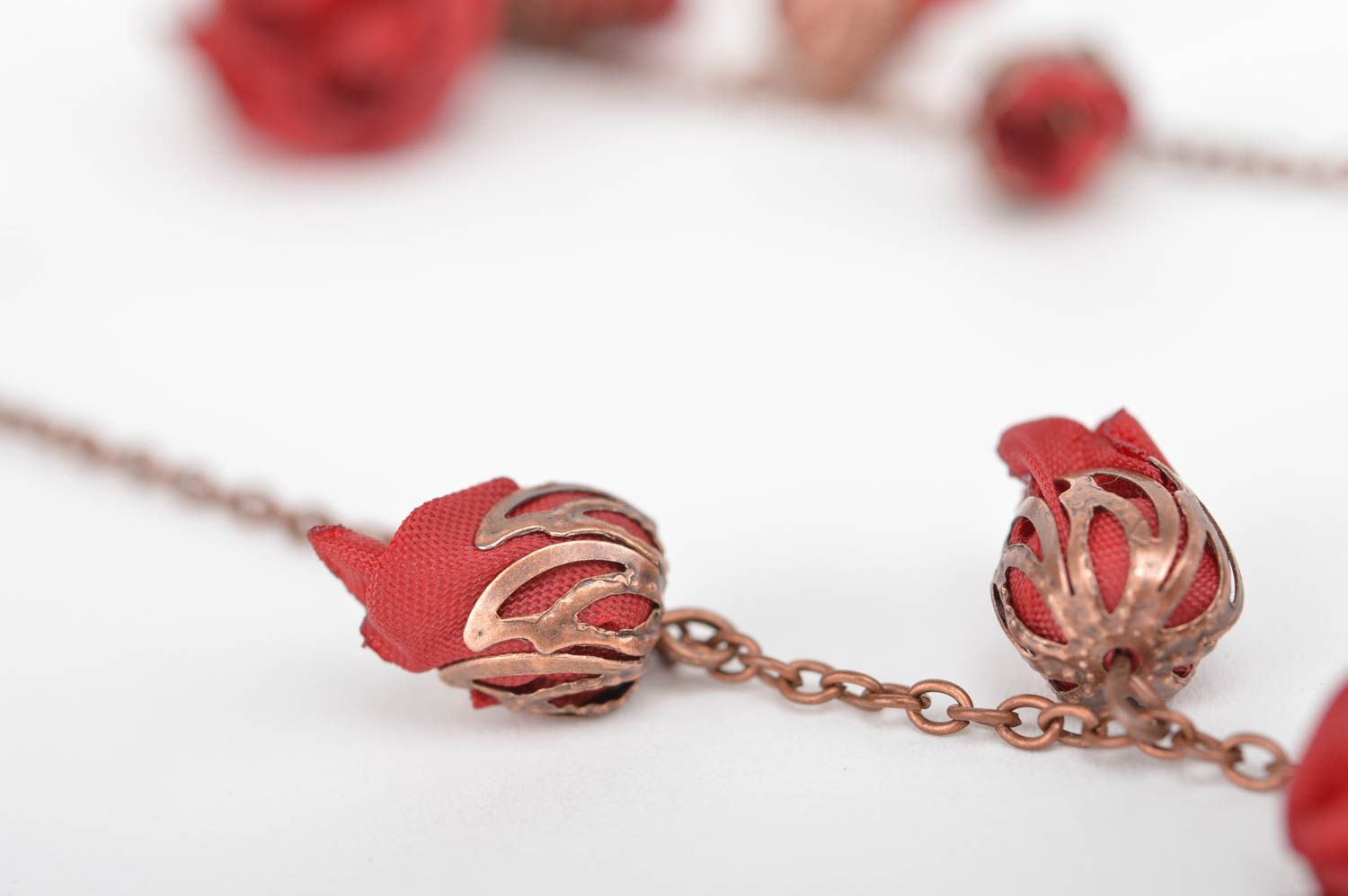 Long red stylish earrings beautiful accessories handmade designer jewelry photo 4