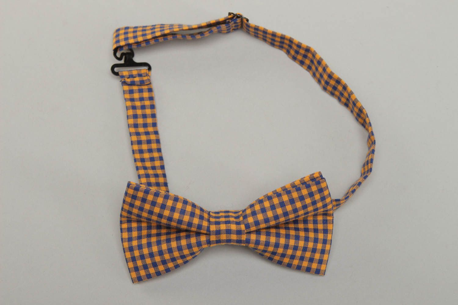 Checkered cotton fabric bow tie photo 1