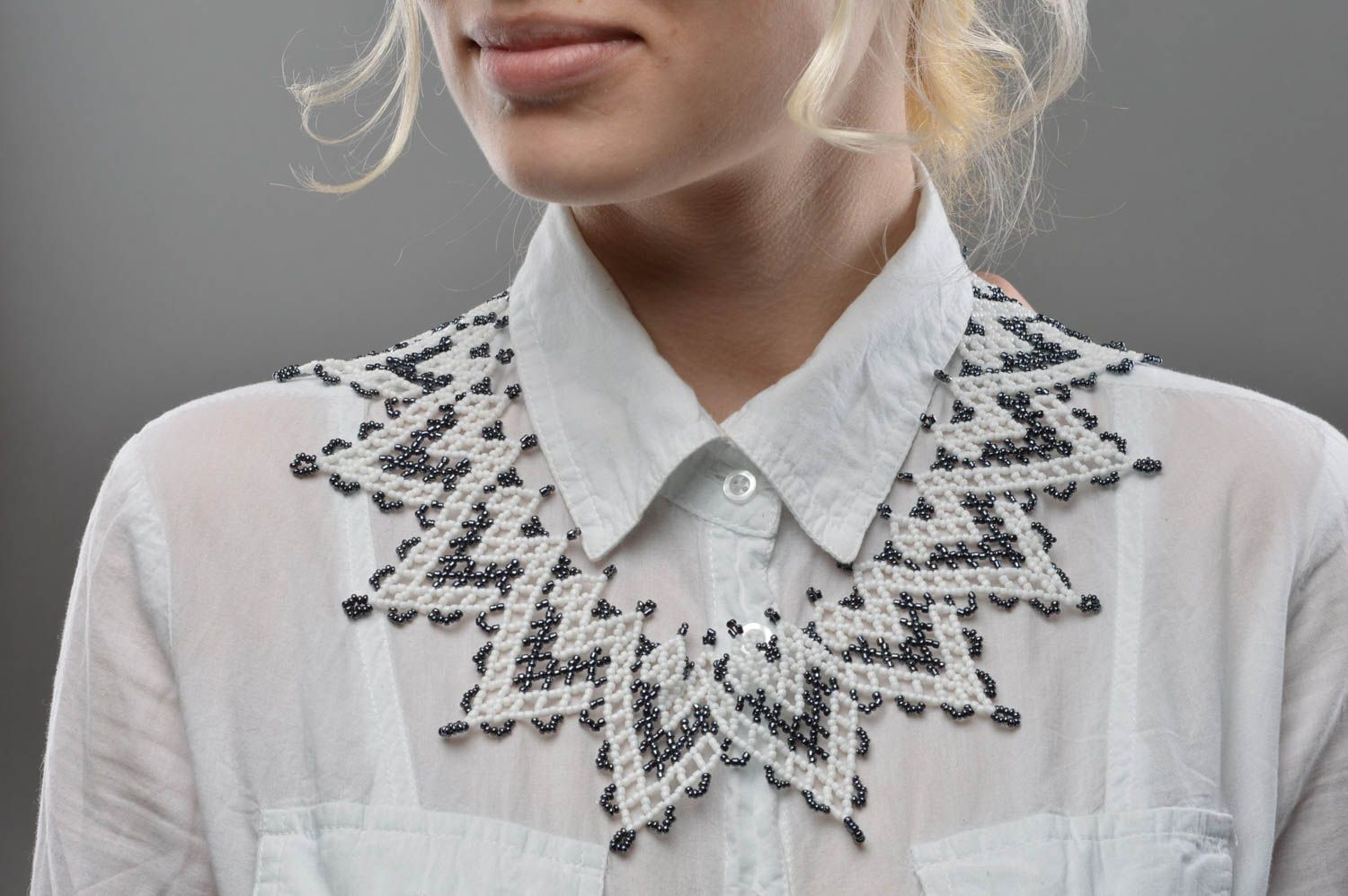 Damen Halskette aus Glasperlen originell Designer Collier von Handarbeit foto 5