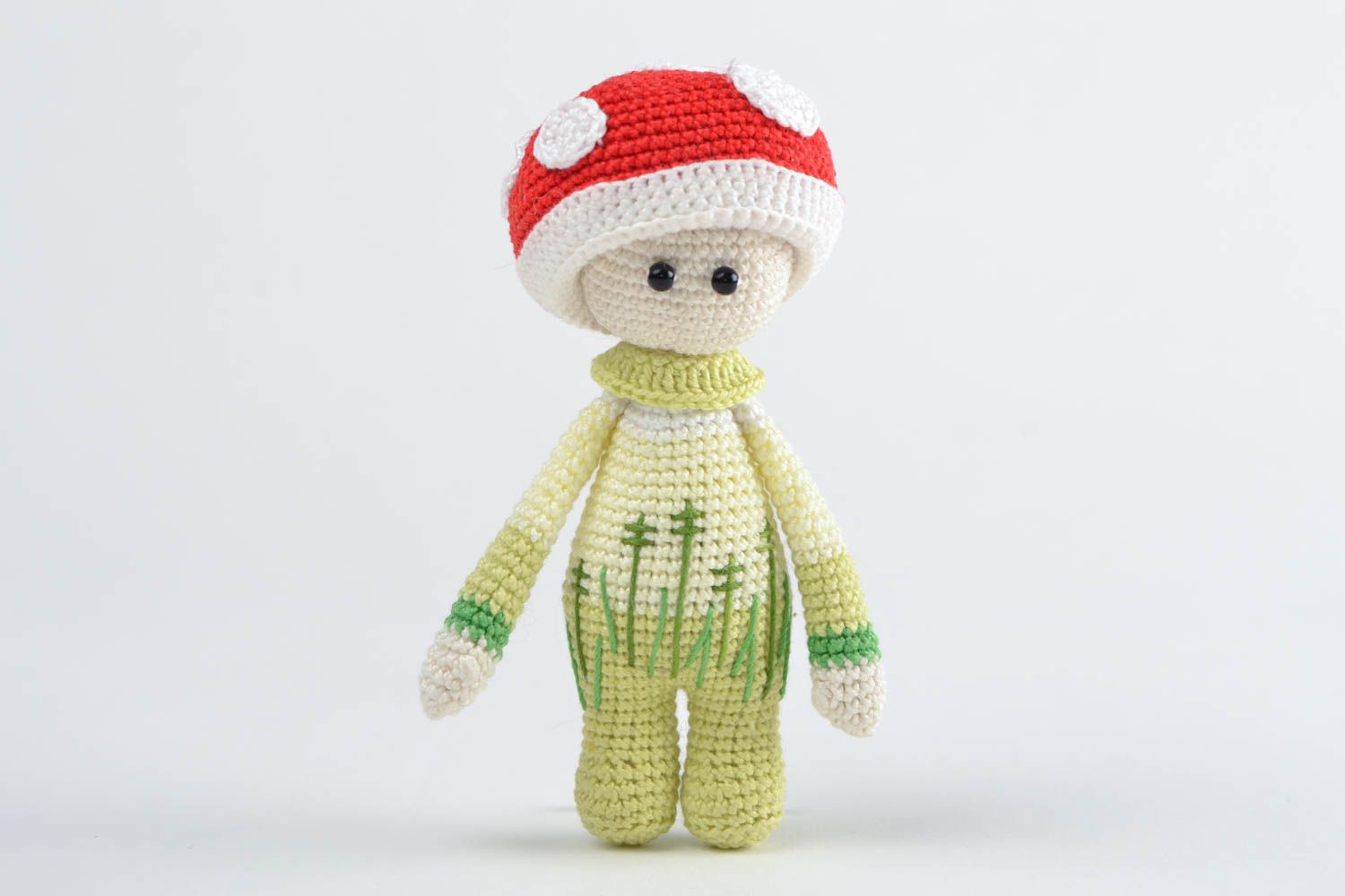 Jouet tricoté en coton au crochet fait main petit original en forme d'amanite photo 1
