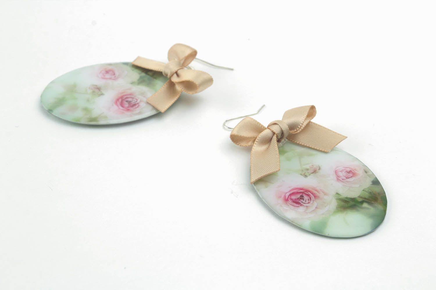 Earrings with bows Roses photo 3