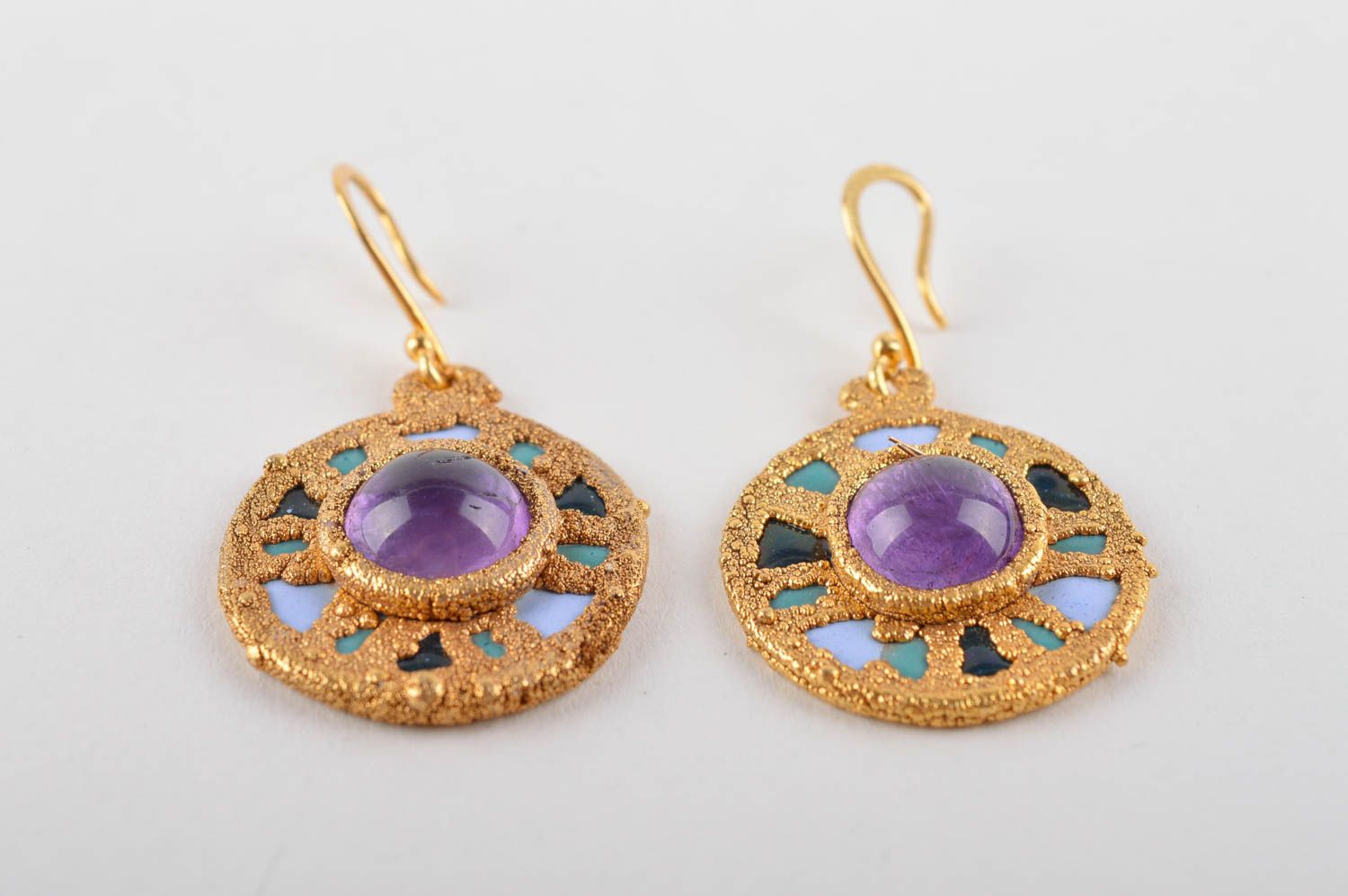 Beautiful handmade copper earrings costume jewelry designs gemstone earrings photo 4