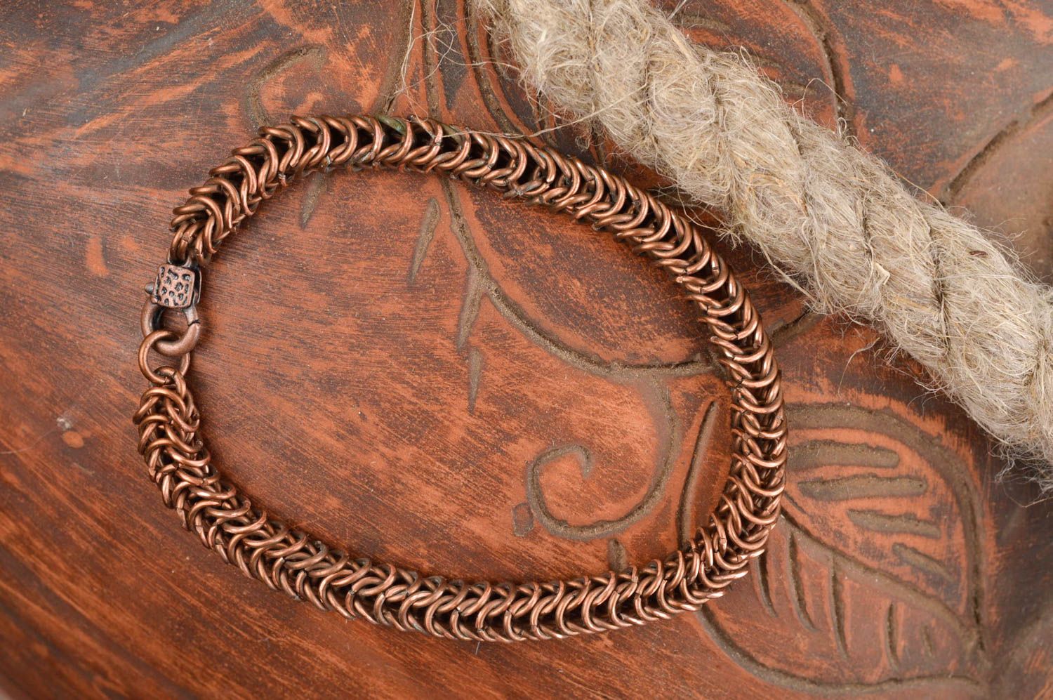 Handmade copper bracelet chain weaving accessories designer bijouterie for girls photo 1