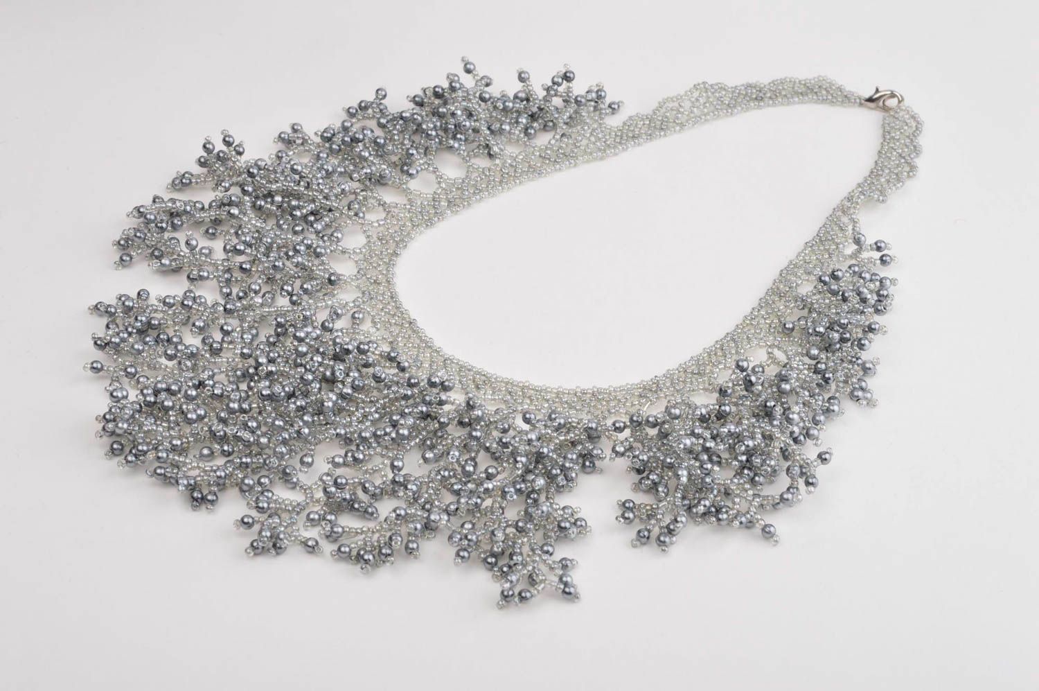 Collier Halskette handgemachter Schmuck Accessoire für Frauen Damen Collier grau foto 2