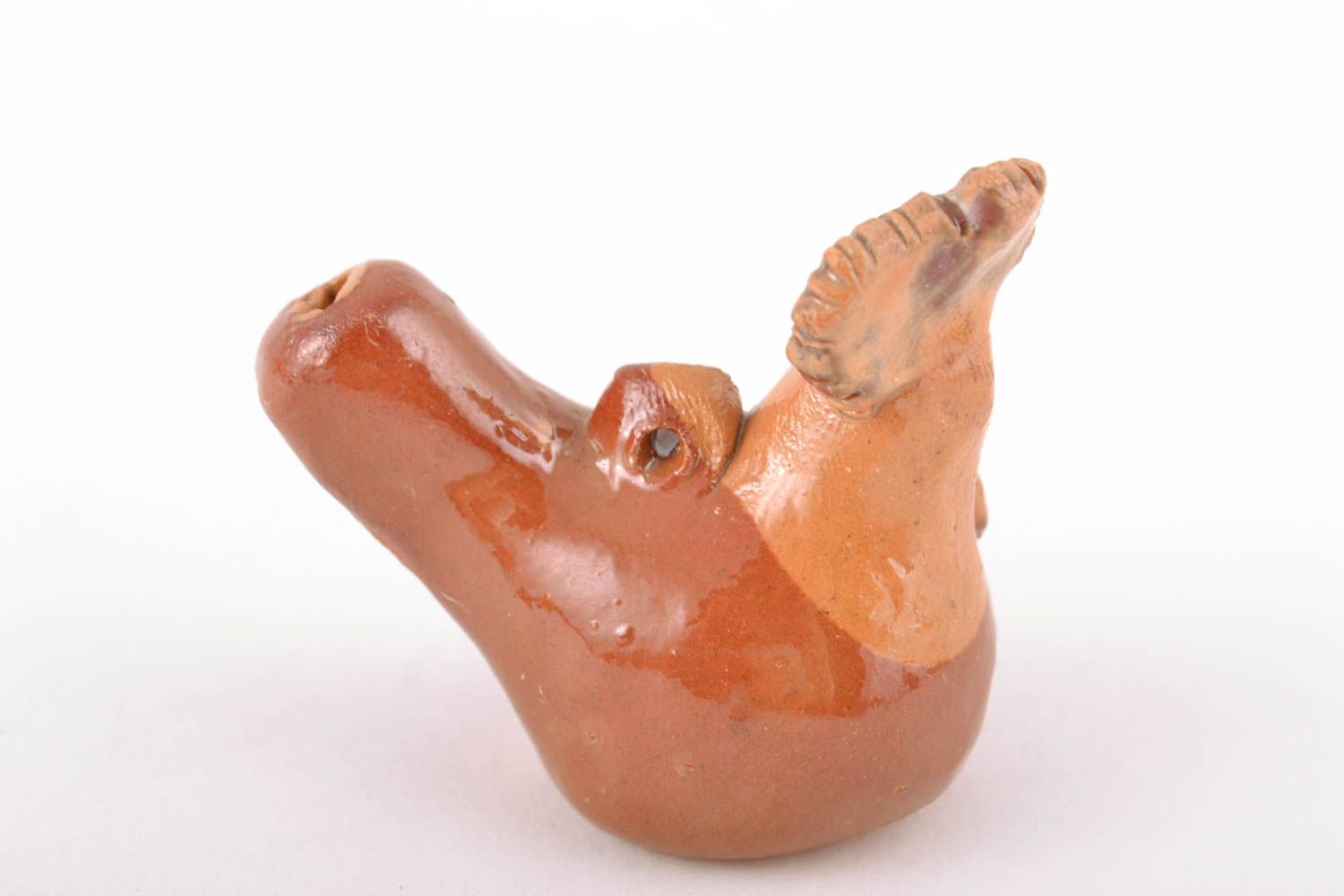 Handmade glazed clay penny whistle Cock photo 3