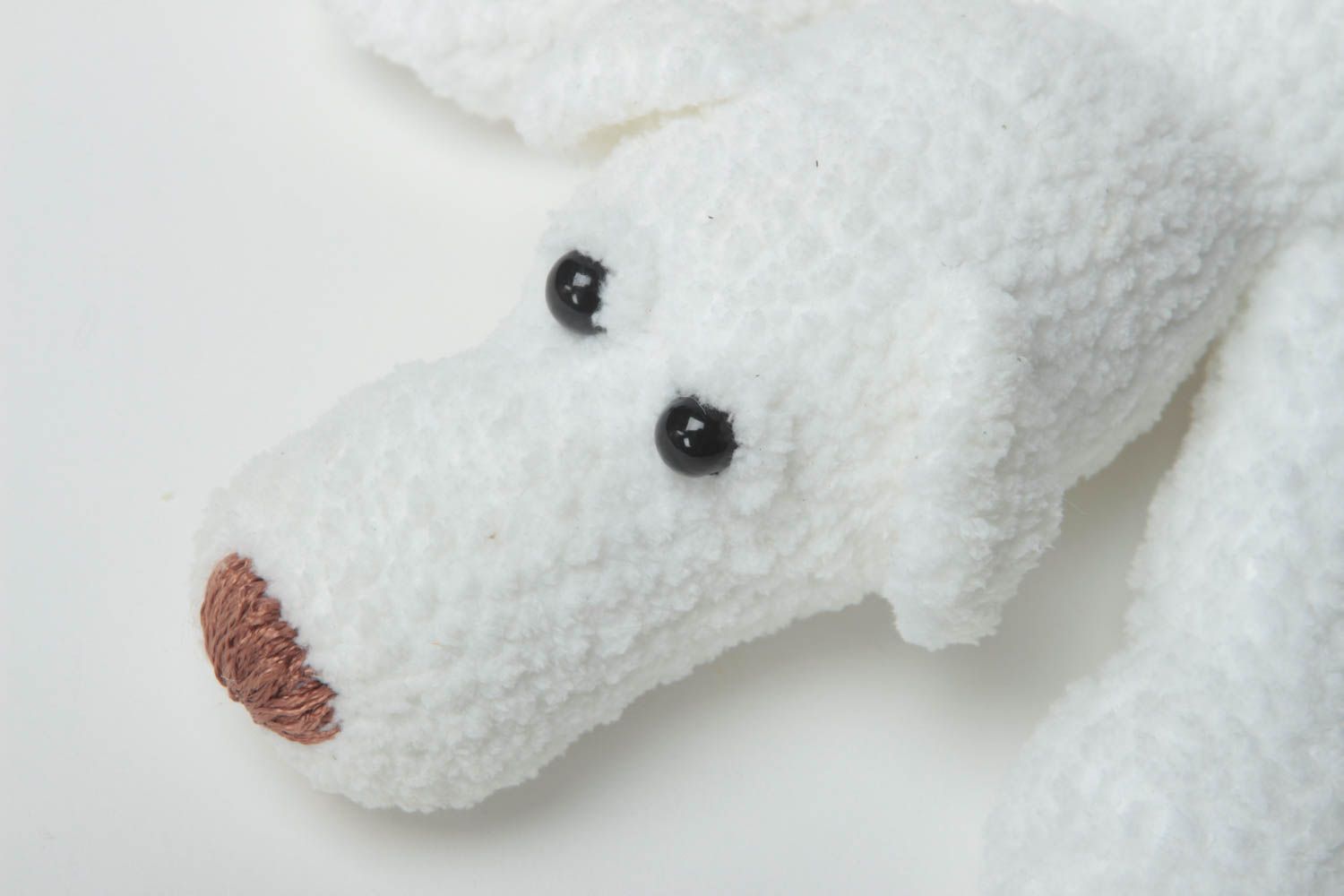 Handmade white crocheted toy unusual cute soft toy designer textile accessory photo 3