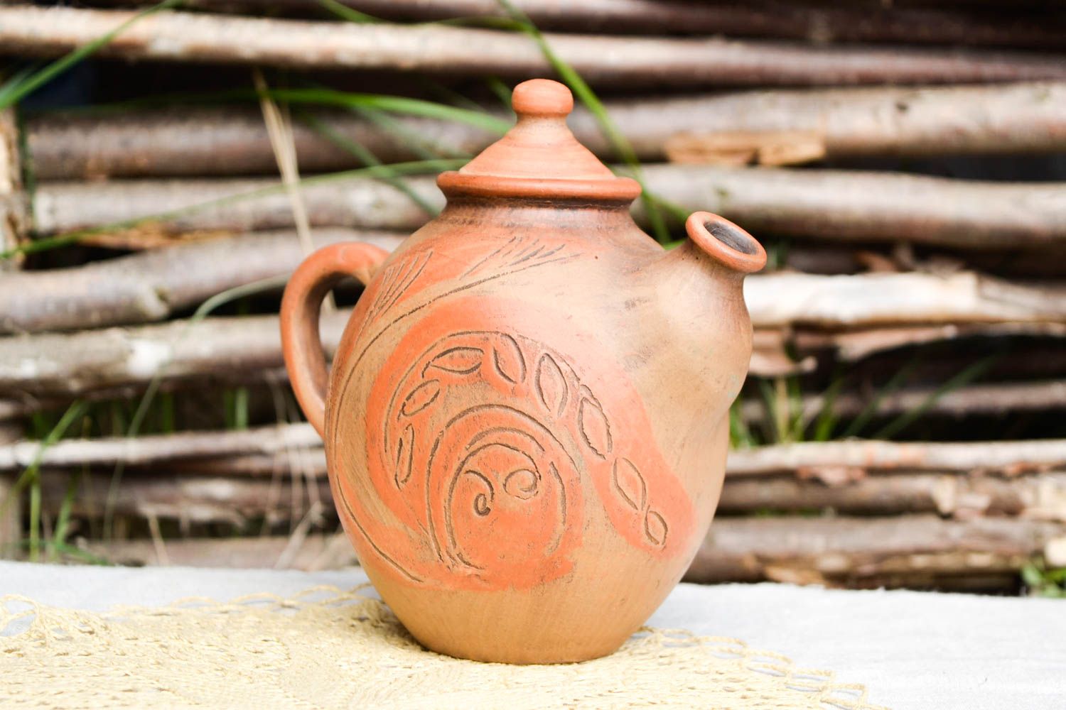 Handmade pottery clay teapot ceramic teapot clay tableware eco friendly dishes photo 1
