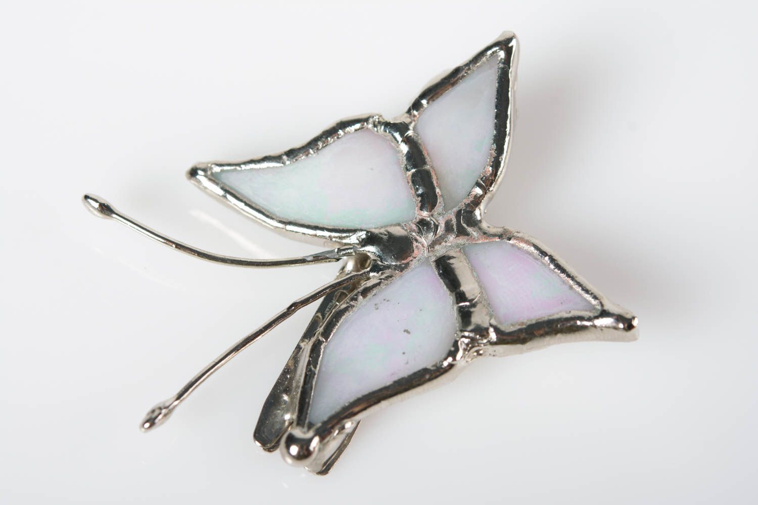 Barrette à cheveux en forme de papillon en verre vitrail faite main accessoire photo 1