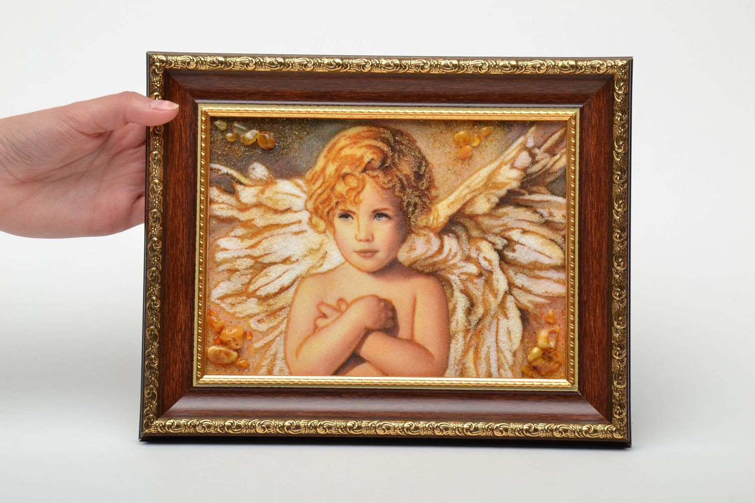 Tableau ange avec ambre fait main photo 5
