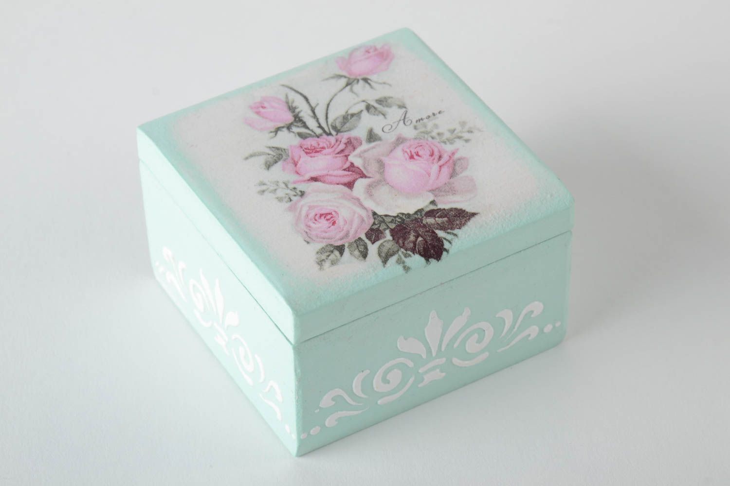 Small handmade wooden jewelry box square decoupage box designs home designs photo 5
