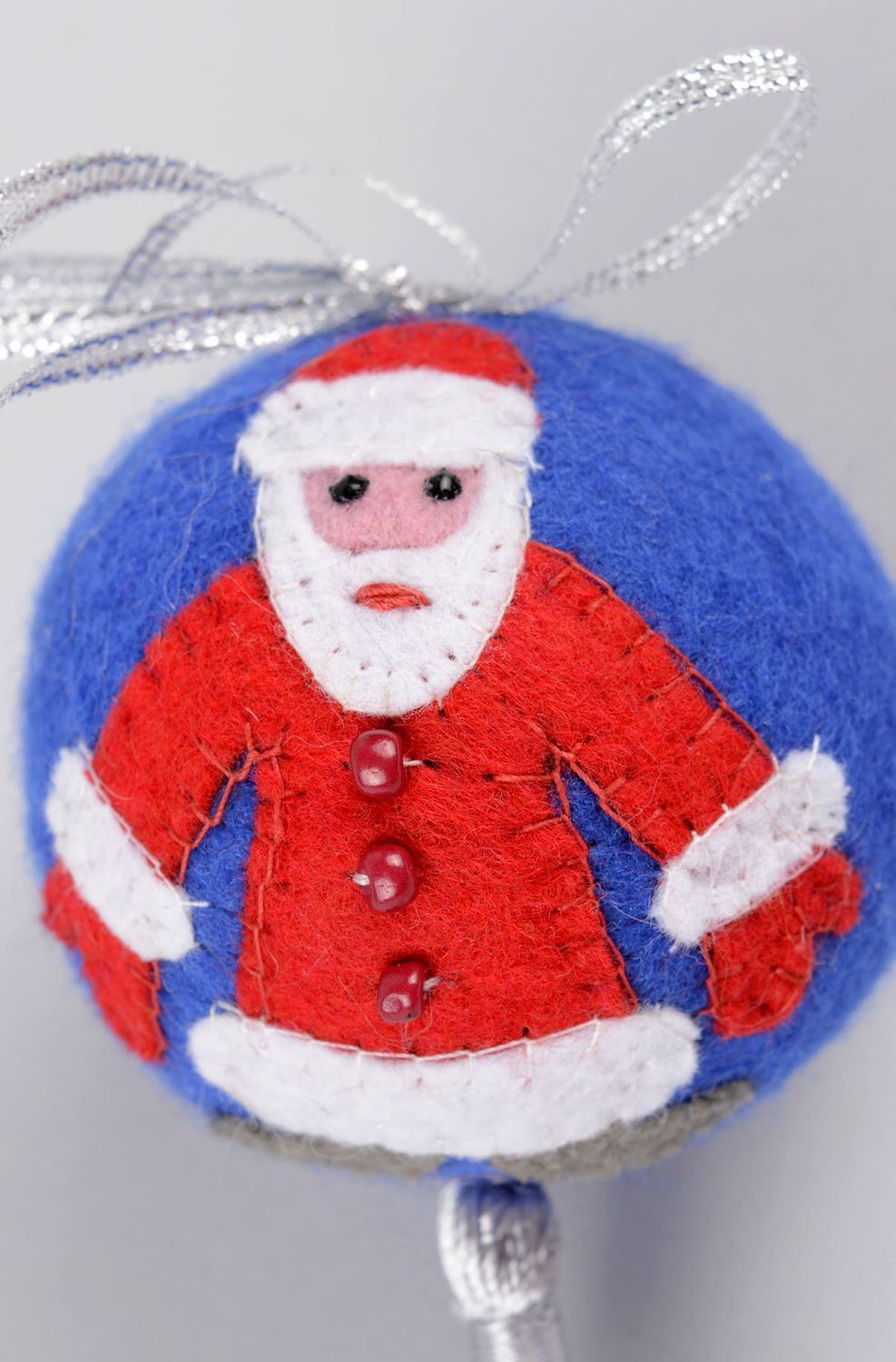 Décoration sapin Boule à suspendre fait main bleue feutrage Accessoire Noël photo 2
