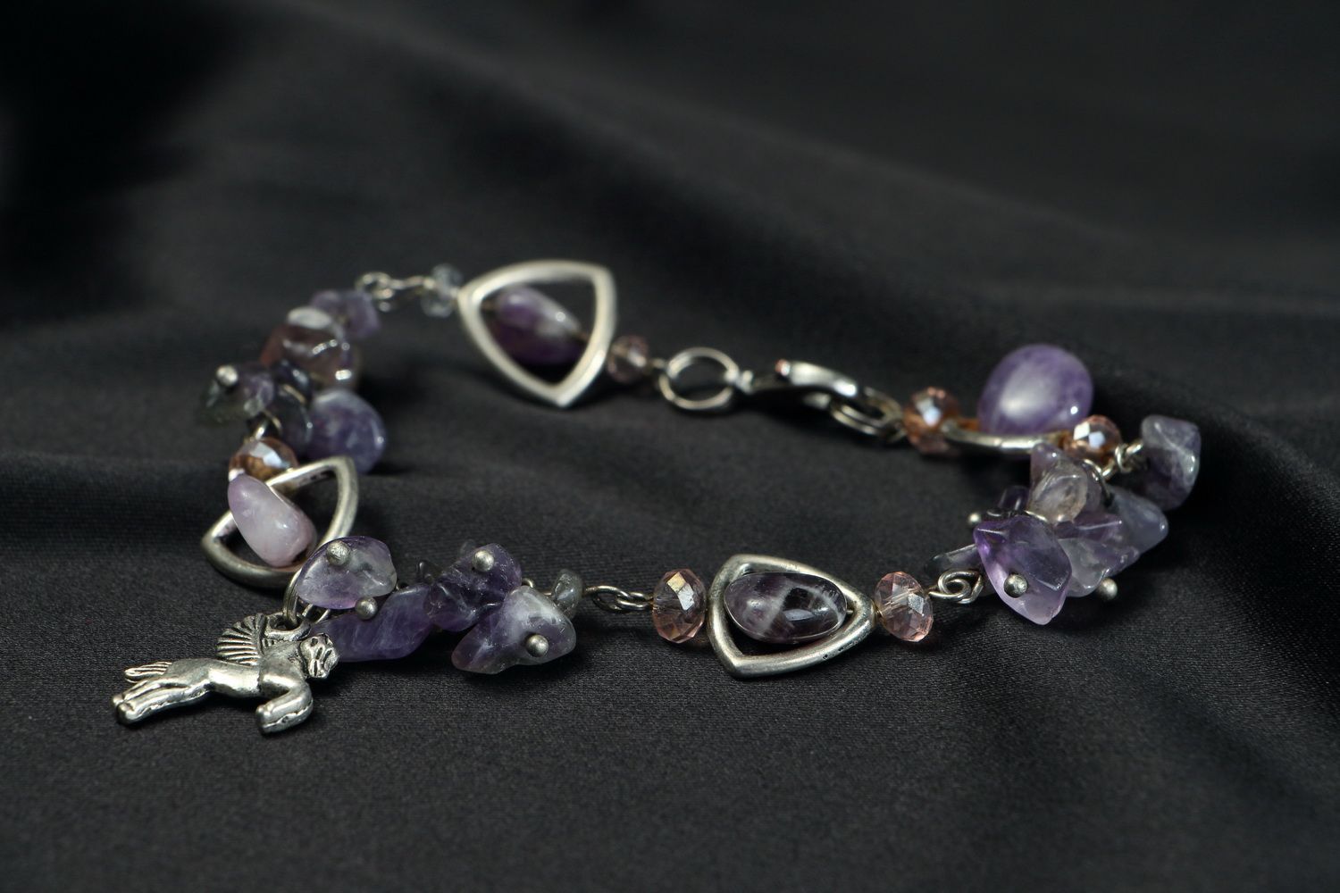 Silver bracelet with amethyst photo 2
