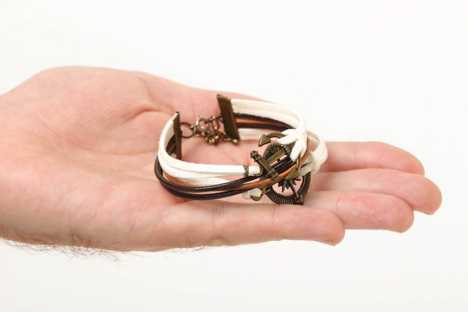 Bracelet multirang Bijou fait main style marin cuir daim Cadeau pour femme photo 5