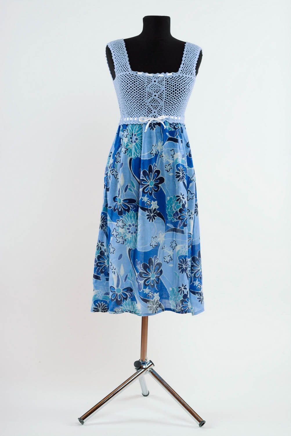 Half-woolen and acrylic dress Blue photo 1