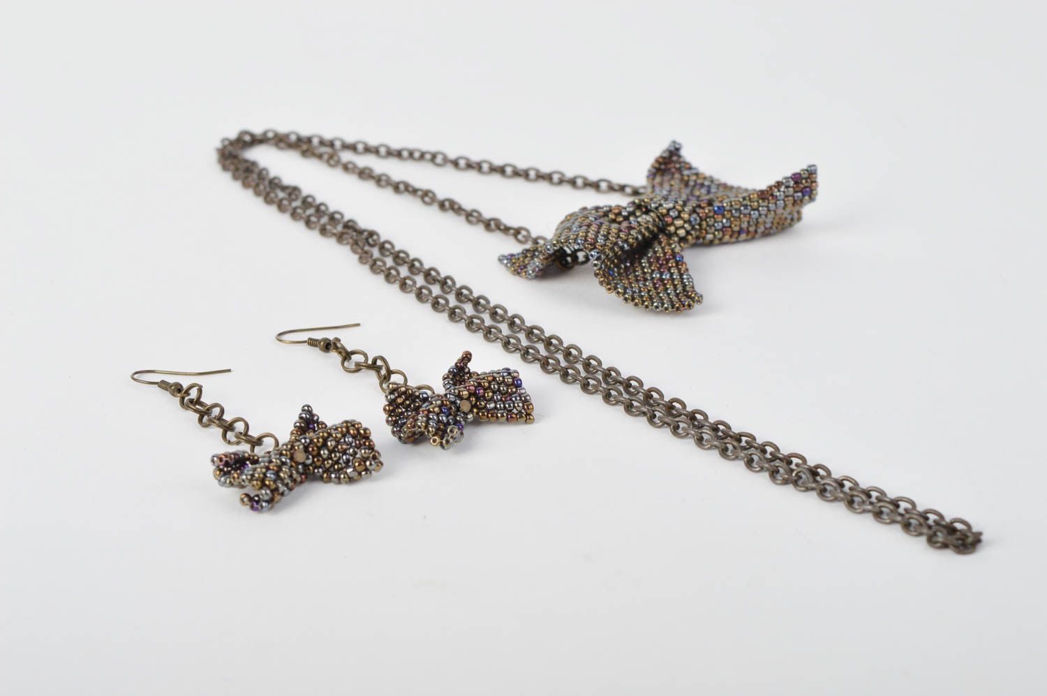 Handmade jewelry beaded earrings pendant necklace jewelry set women accessories photo 4