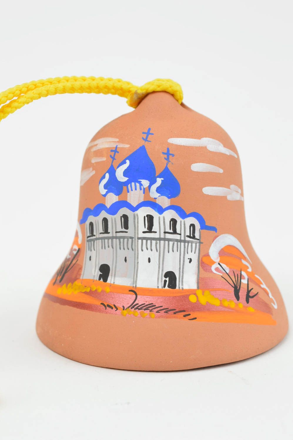 Campana artesanal con dibujo de iglesia para decorar la casa regalo original foto 2