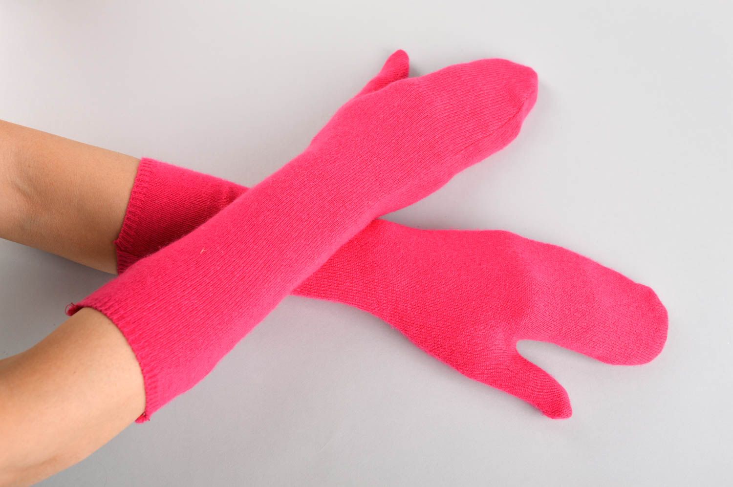 Перчатки ручной работы женские перчатки розовые длинные тканевые перчатки фото 5