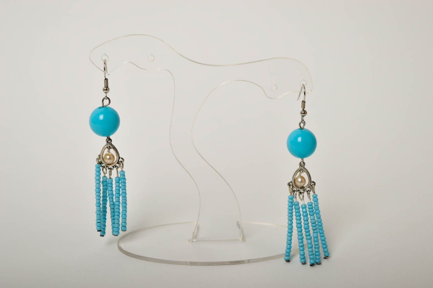 Handmade earrings long earrings with charms designer jewelry gift ideas photo 2