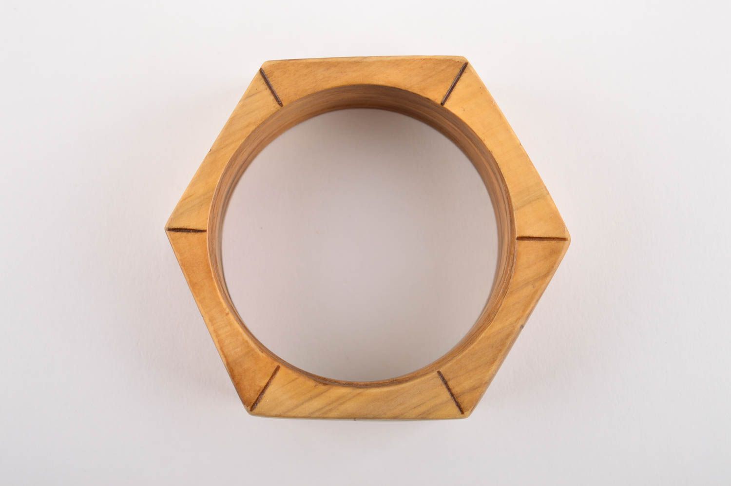 Pulsera de madera hecha a mano regalo original accesorio para mujer hexágono foto 4
