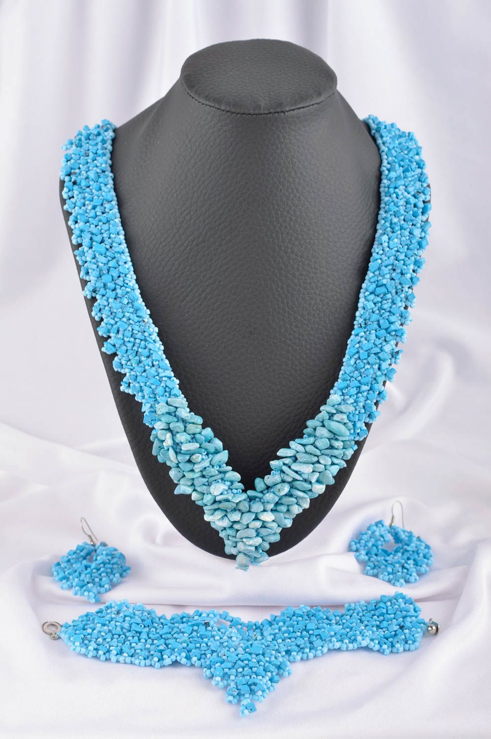 Unusual handmade jewelry set beaded earrings bead necklace bracelet designs photo 1