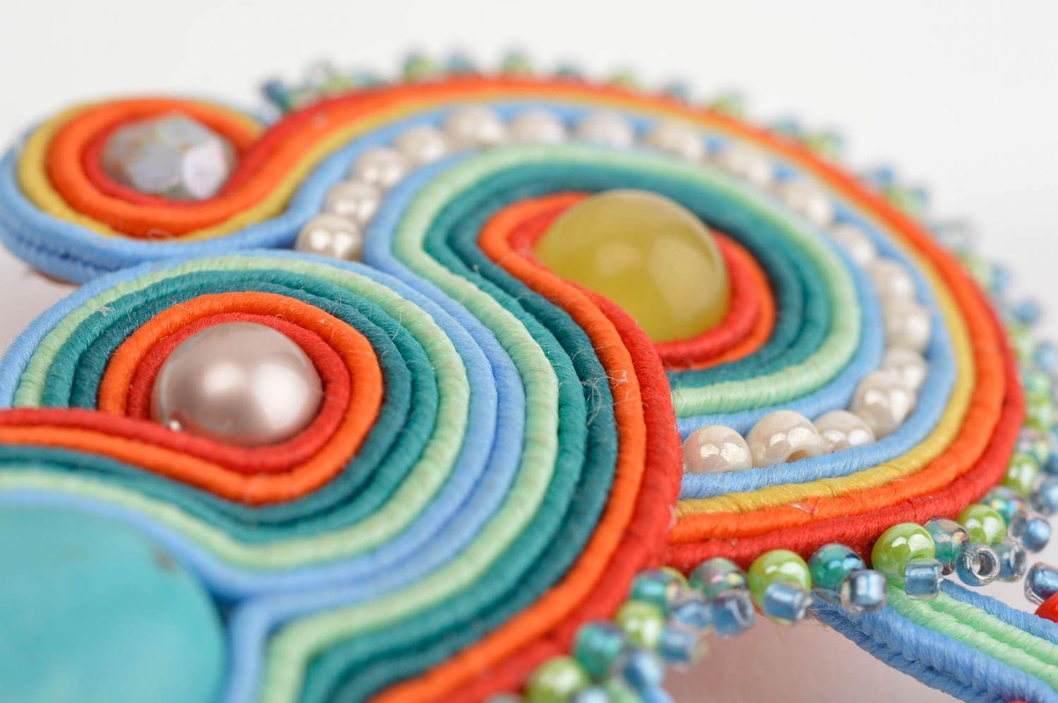 Soutache brooch handmade embroidery bracelet brooch for women jewelry present photo 5