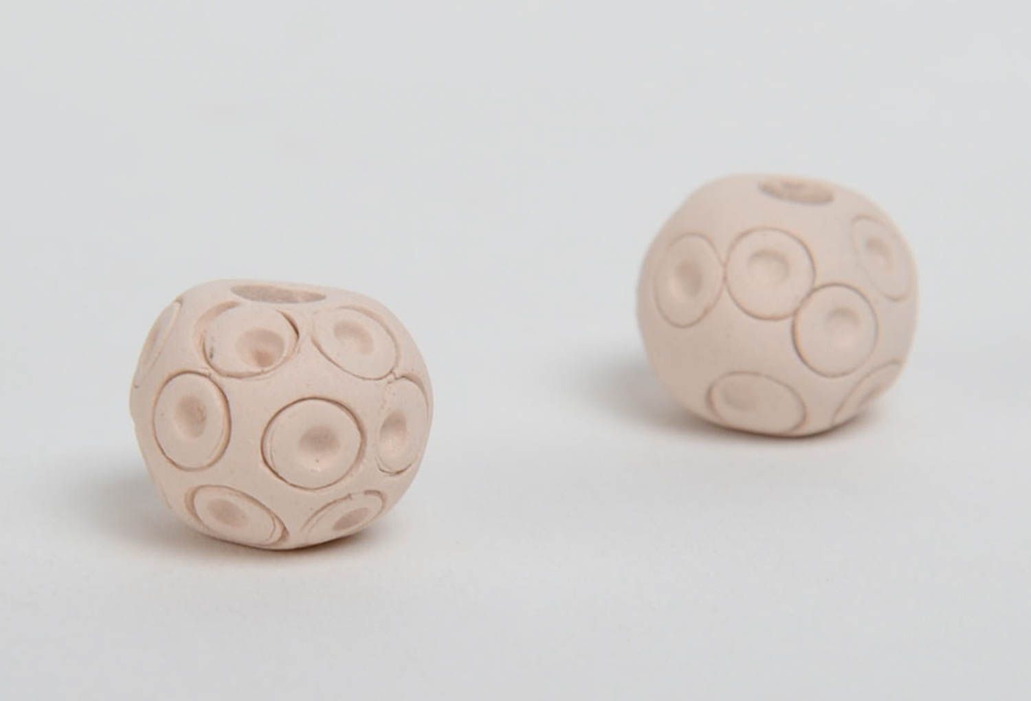 Set of 2 handmade ceramic decorative beads for jewelry and accessories making photo 3