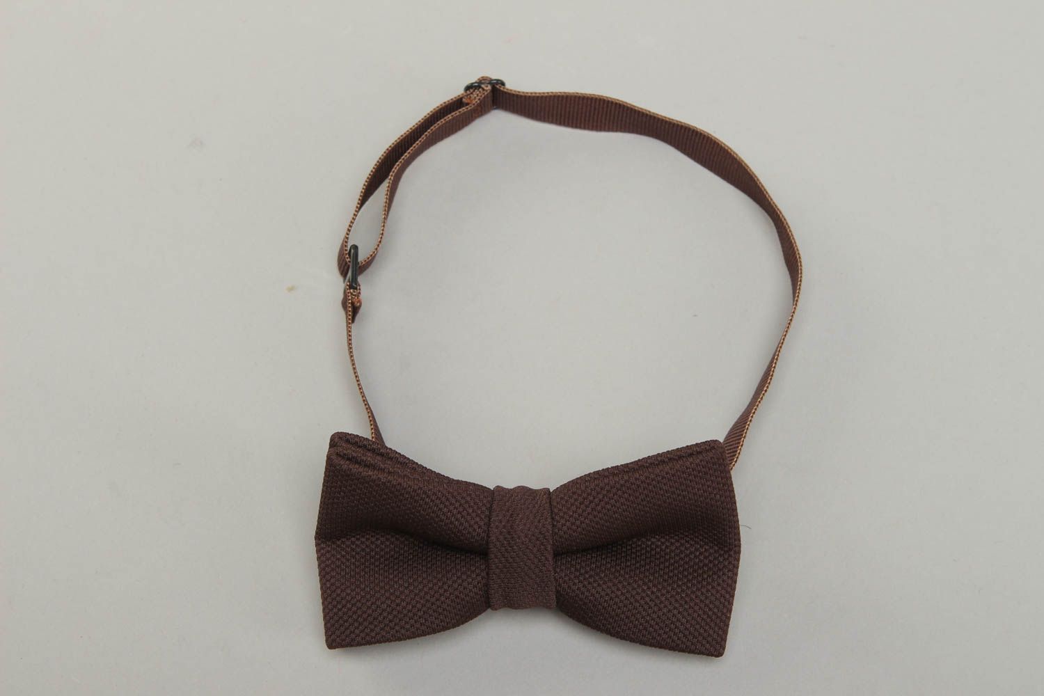 Brown cotton fabric bow tie photo 1