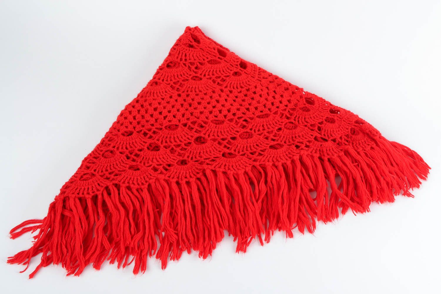 Шаль крючком вязаная шаль ручной работы шейный платок очаровательный красный фото 5