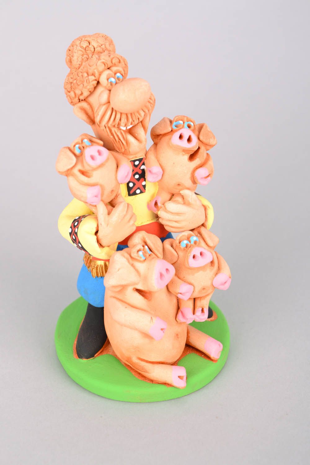 Handmade ceramic statuette The Cossack with Piglets photo 3