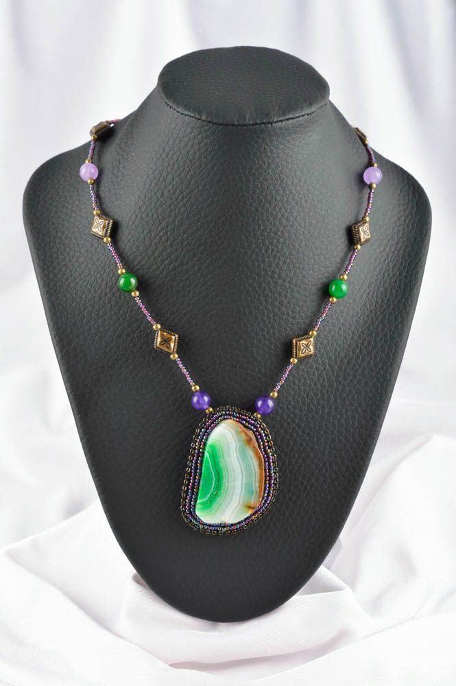 Handmade necklace beaded necklace designer jewelry unusual accessory gift ideas photo 1