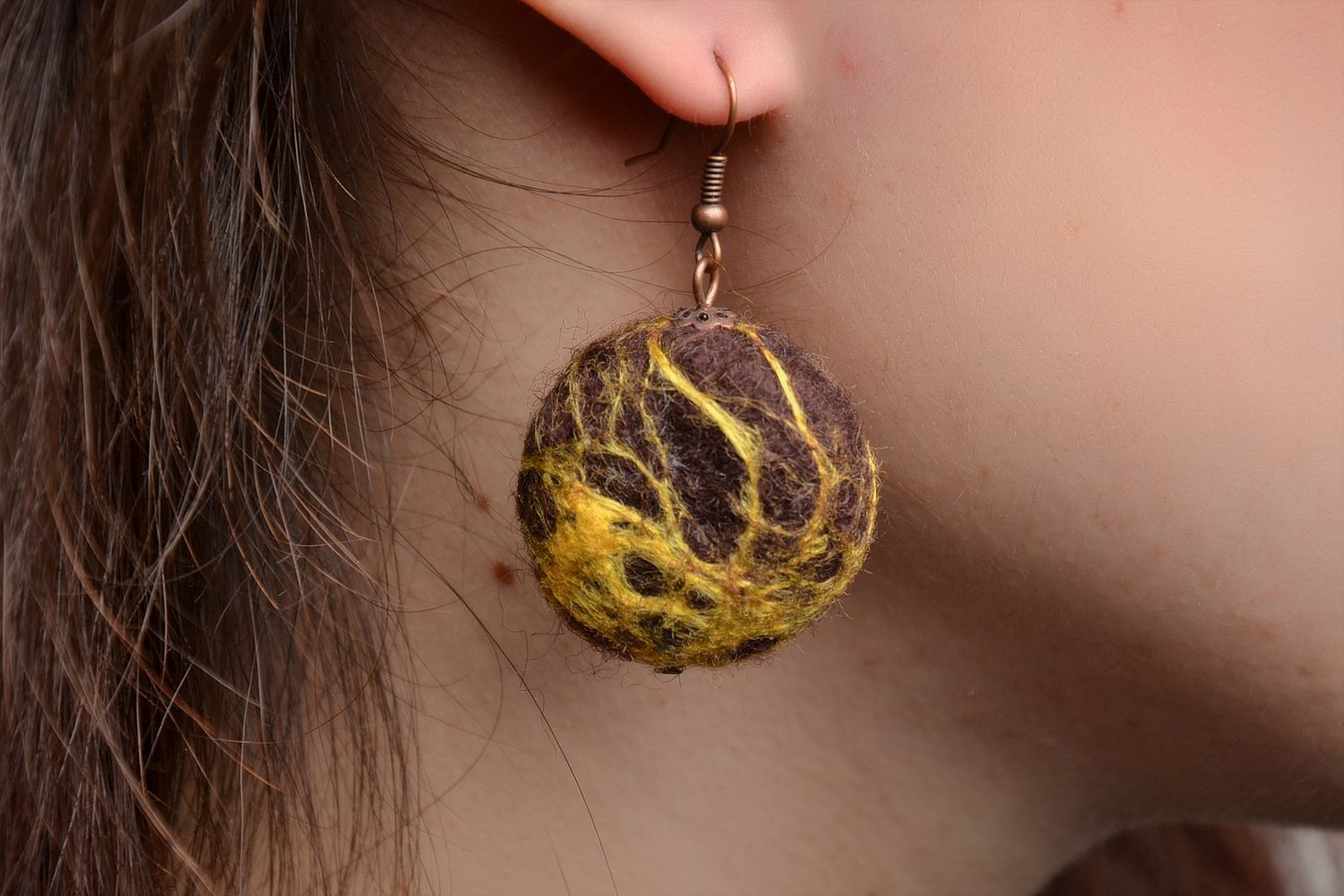 Handmade felted wool earrings photo 2