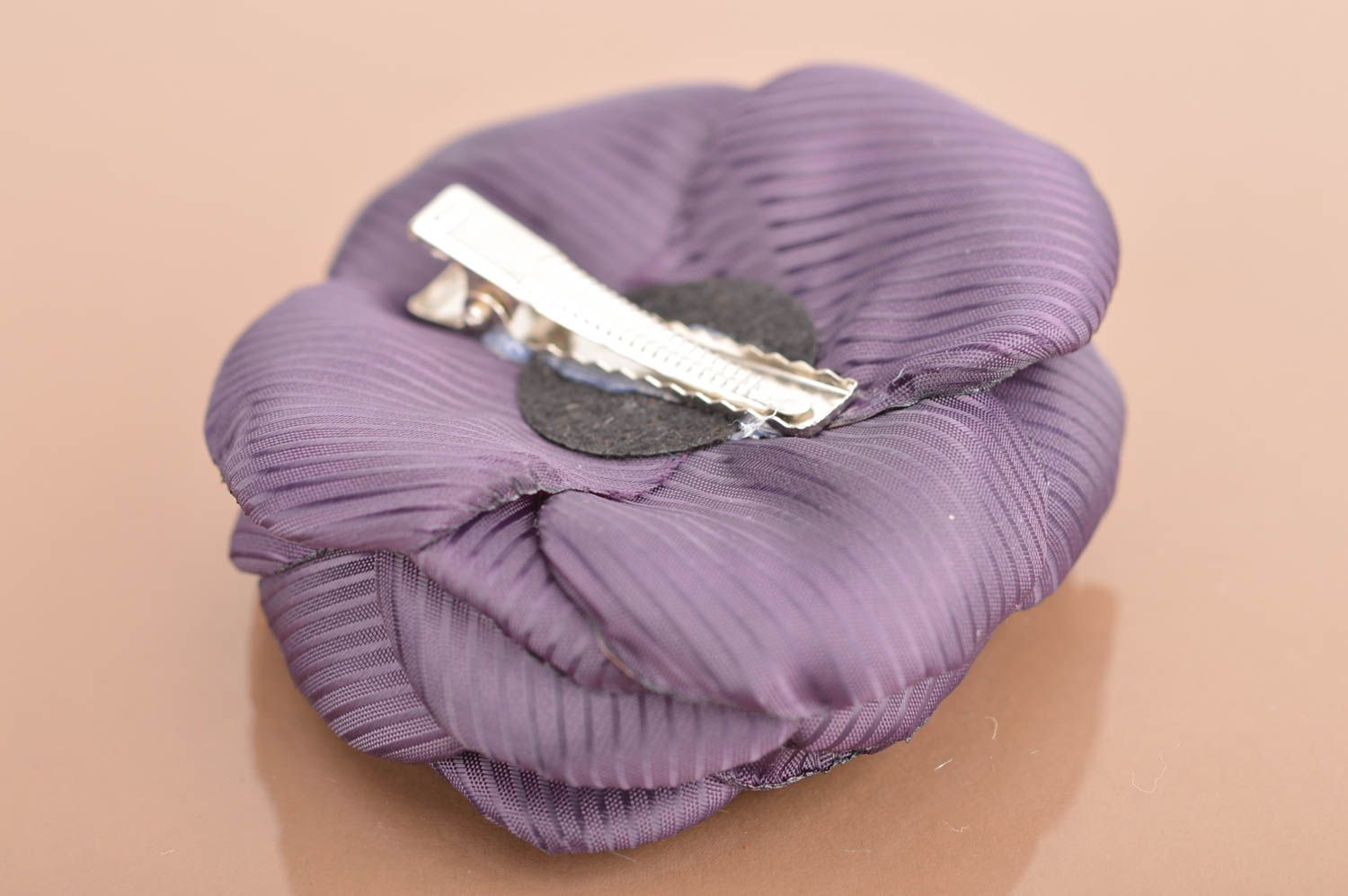 Designer beautiful handmade dark cute chiffon hair clip in shape of flower photo 5