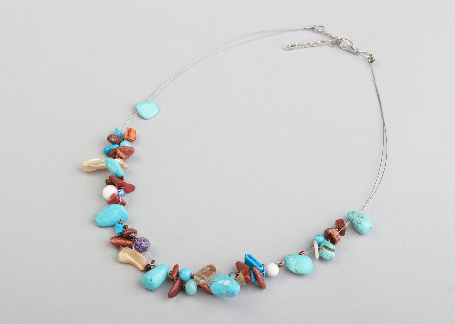 Necklace made of colorful natural stones photo 1