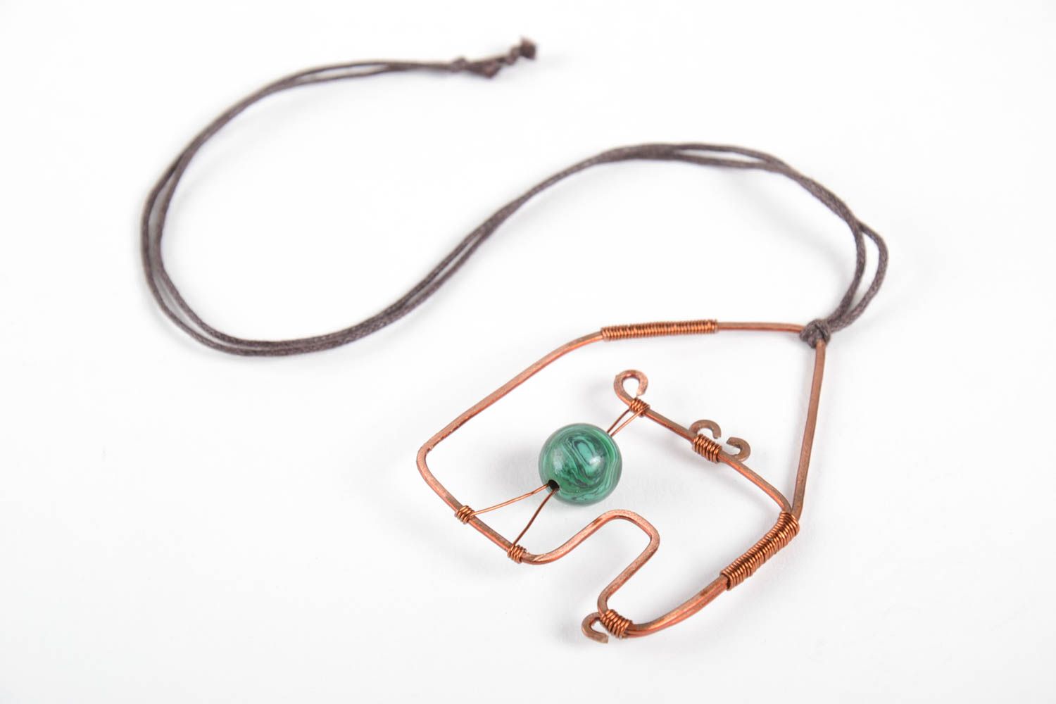 Stylish metal pendant handmade beautiful accessory copper designer jewelry photo 5